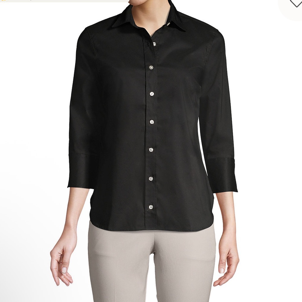 Women's Petite 3/4 Sleeve Flip Cuff Stretch Shirt